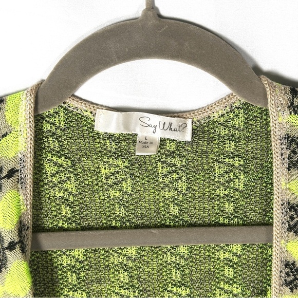 Say What? 2010s Vintage Knit Sweater Vest Neon Geometric Eclectic Grandpa M - Picture 3 of 7